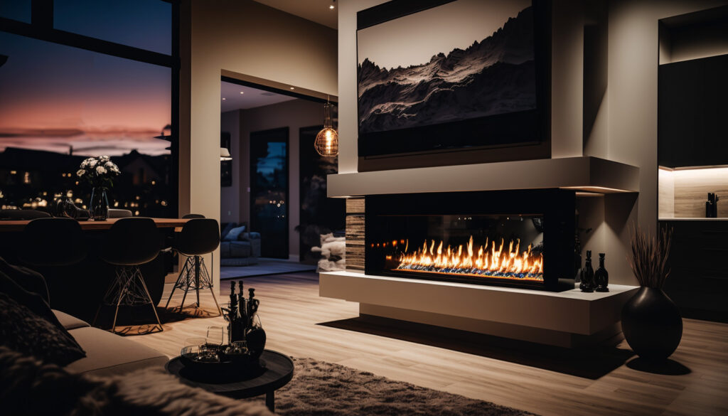 A modern smart home living room